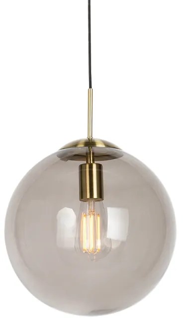 Candeeiro de pendente moderno em latão com vidro fumado 30 cm - Ball Moderno,Retro