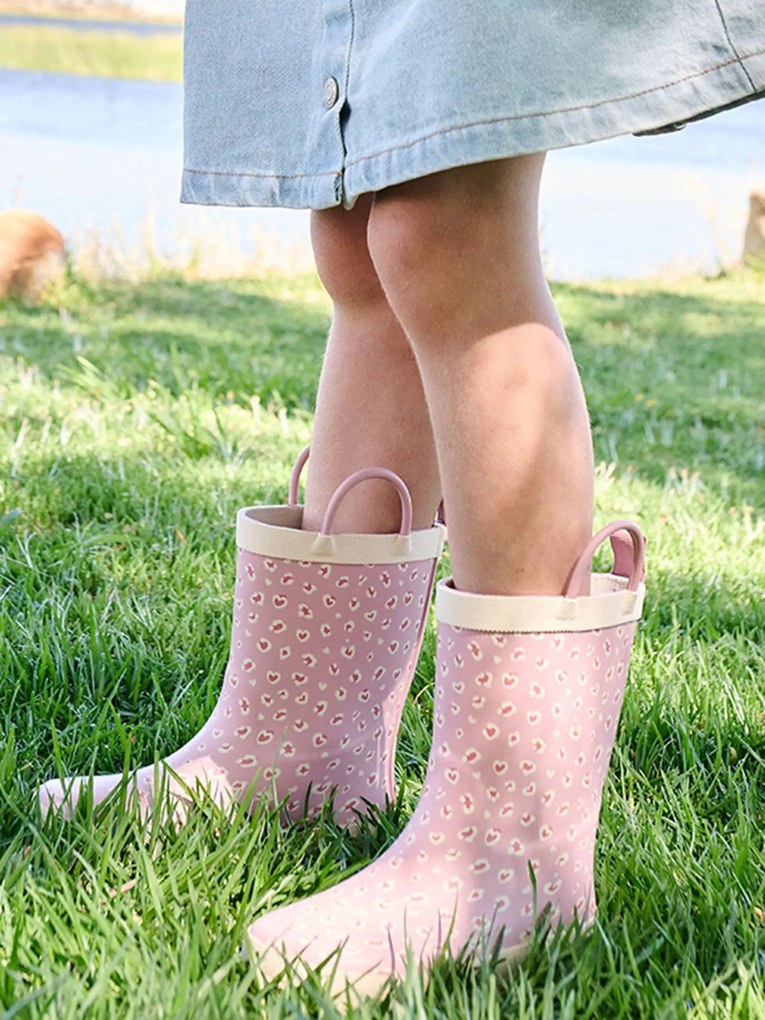 Galochas estampadas, em cauchu, para criança estampado rosa