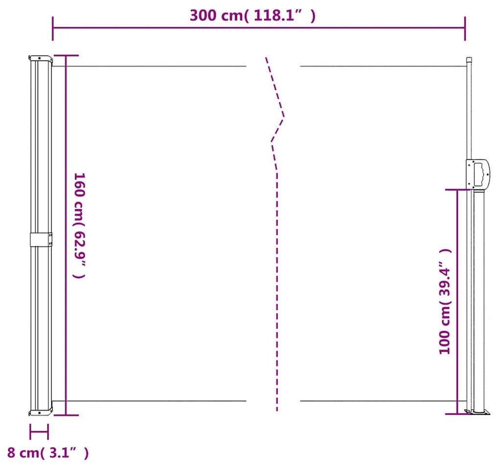 Toldo lateral retrátil 160x300 cm bege