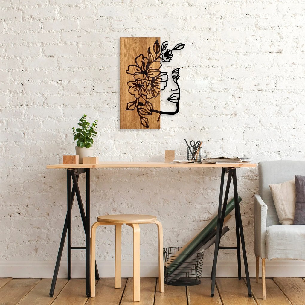 Acessório Decorativo de Parede Woman Floral Face – Nogueira Preta – 41
