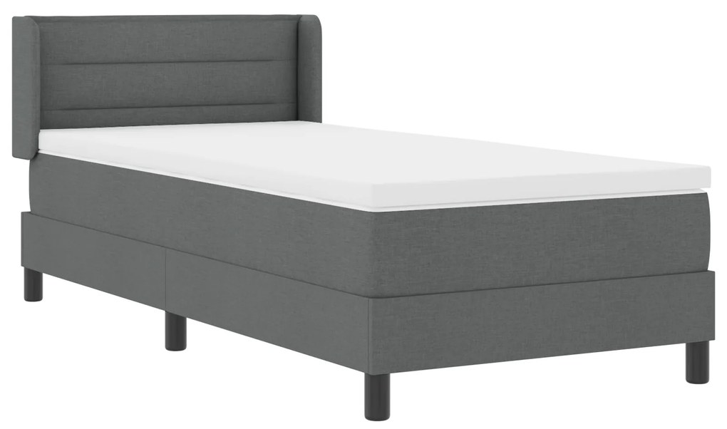 Cama Box Spring vidaXL com Colchão Cinza Escuro 80x200 cm Tecido
