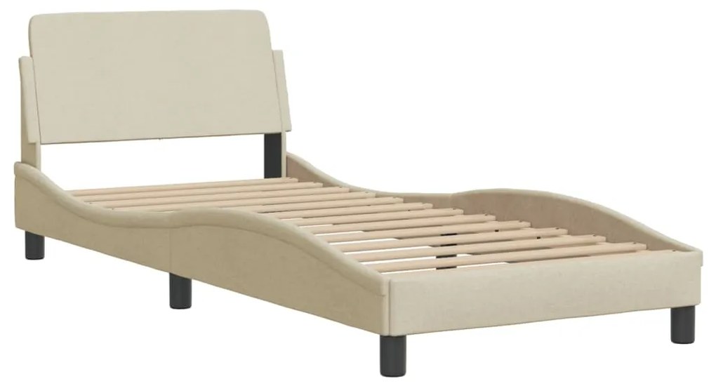 Cama com colchão 80x200 cm tecido cor creme