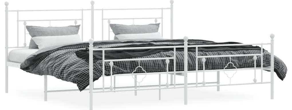 Estrutura de cama com cabeceira e pés 200x200 cm metal branco