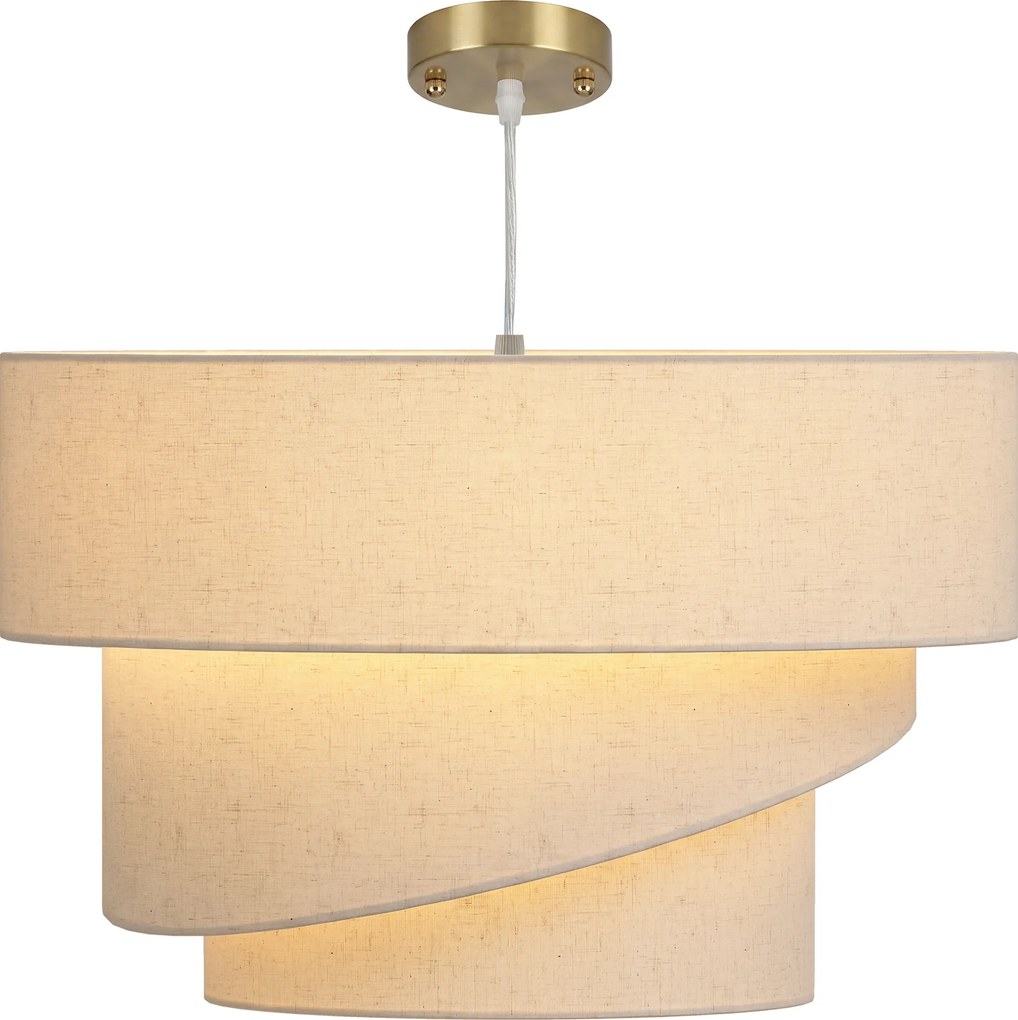 Candeeiro Suspenso com 3 Abajures, 50 x 50 x 37,5 cm, Altura Regulável, Bege