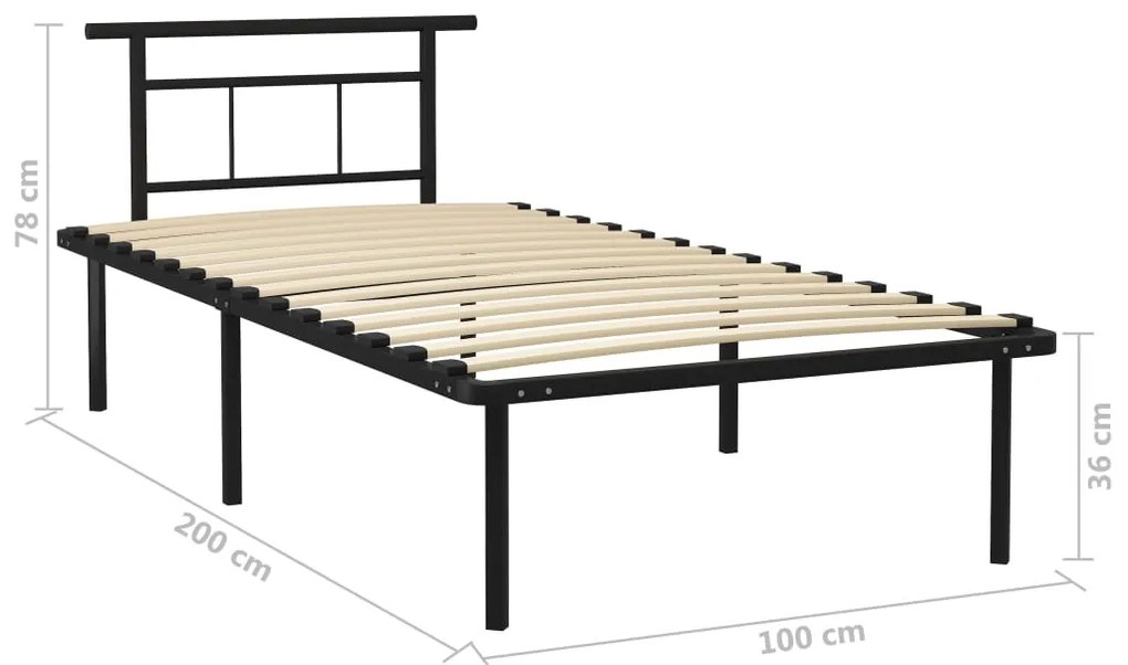Estrutura de cama 100x200 cm metal preto