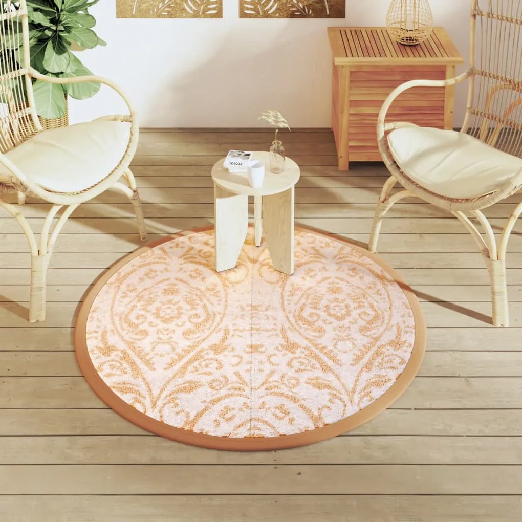 Tapete de exterior Ø120 cm ARAKIL PP laranja e branco