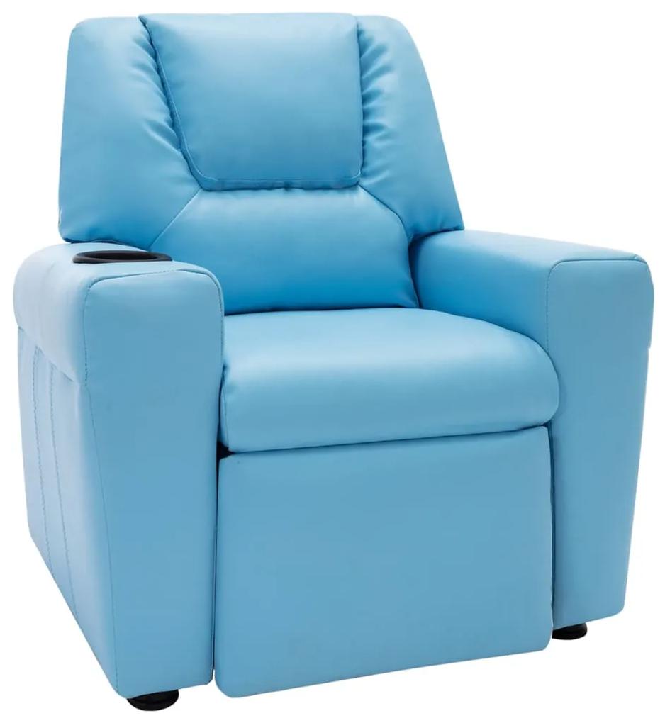 324045 vidaXL Poltrona reclinável infantil couro artificial azul