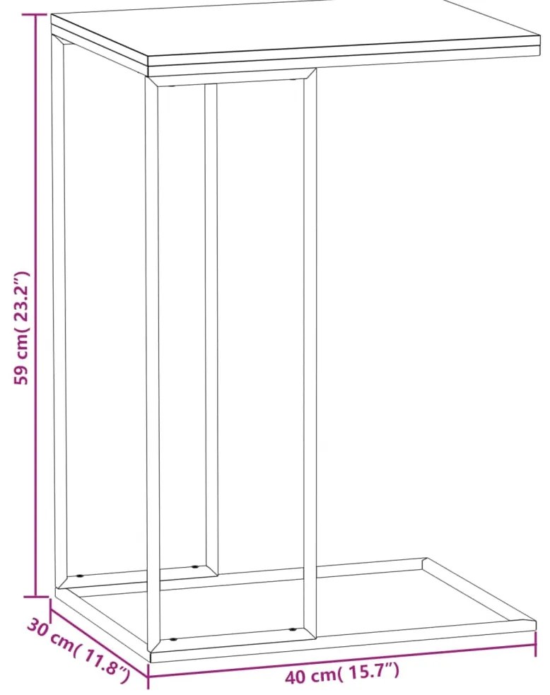 Mesa de apoio 40x30x59 cm derivados de madeira branco