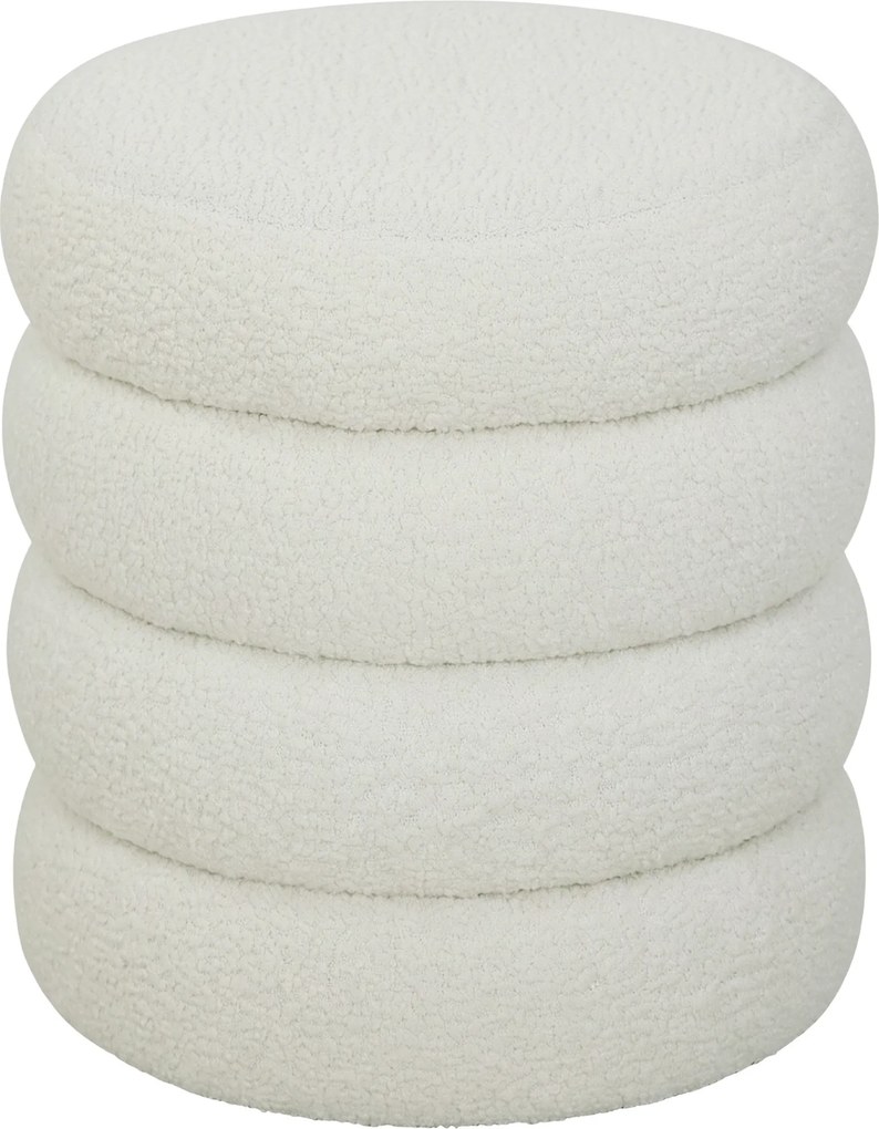 HOMCOM Pufe, redondo, Teddyfleece, até 120kg, Φ40x45H cm, Branco | Aosom Portugal