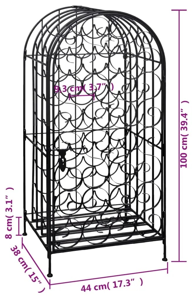 Garrafeira de metal, suporte para 35 garrafas de vinho