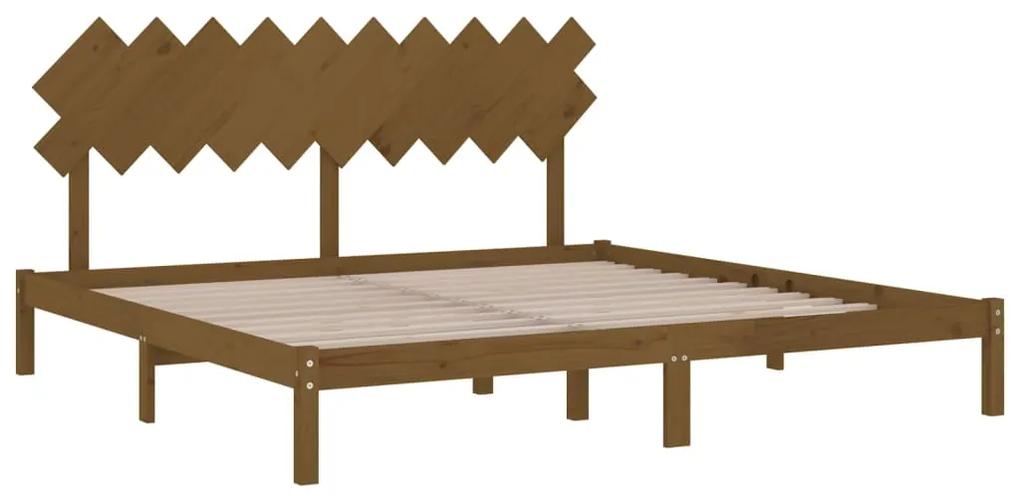 Estrutura de cama 200x200 cm castanho mel madeira maciça