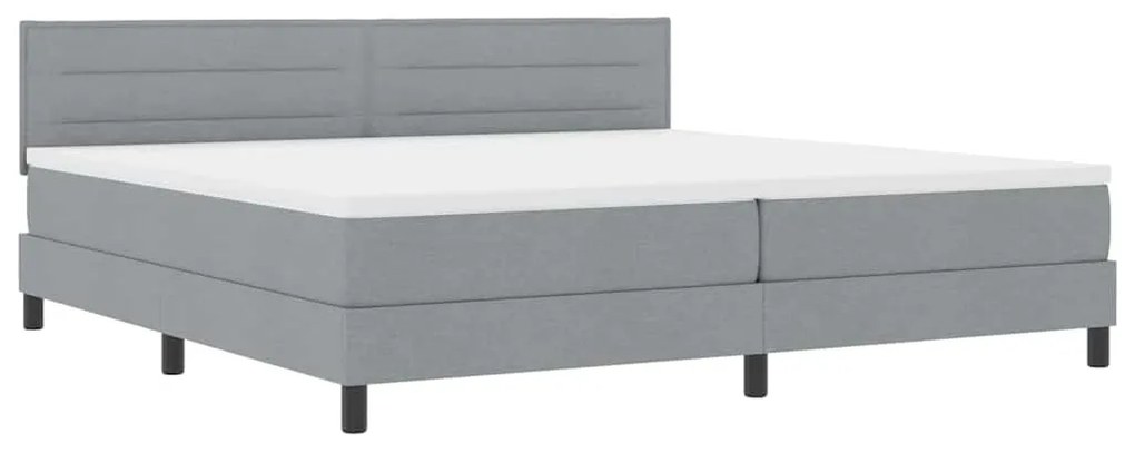 Cama Box com Colchão Cinza Claro 200x200 cm Tecido