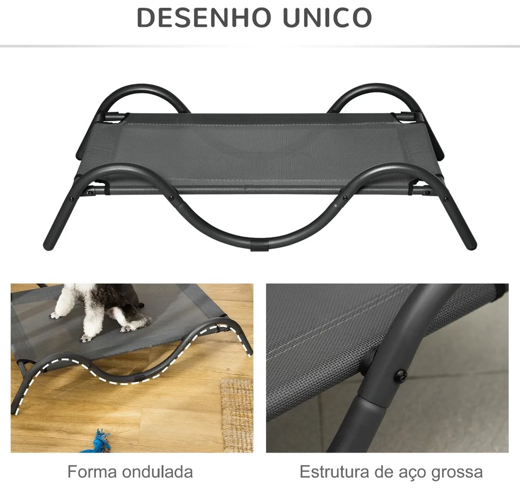 Cama Elevada para Cães Pequenos e Médios Cama para Animais de Estimação com Tecido de Malha Respirável Estrutura Curvada para Interior Exterior 92x55,