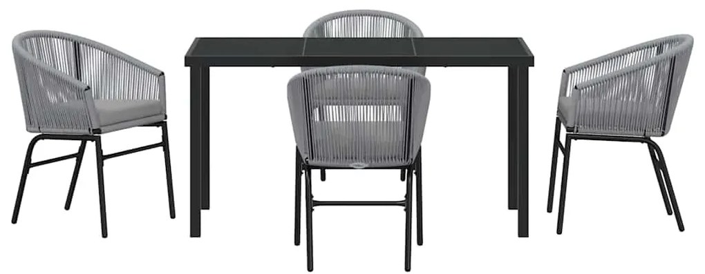 Conjunto de Jantar de Jardim com 5 Peças em Rattan Poli Cinza
