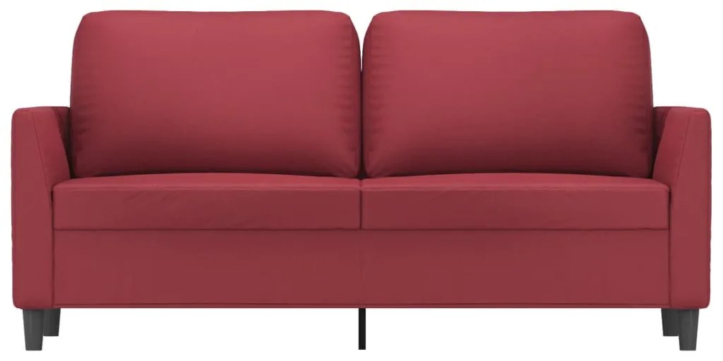 Sofá de 2 lugares 140 cm couro artificial vermelho tinto