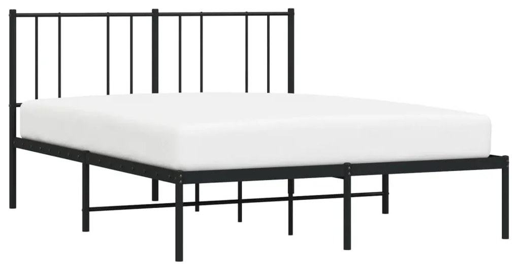 Estrutura de cama em metal com cabeceira 150x200 cm preto