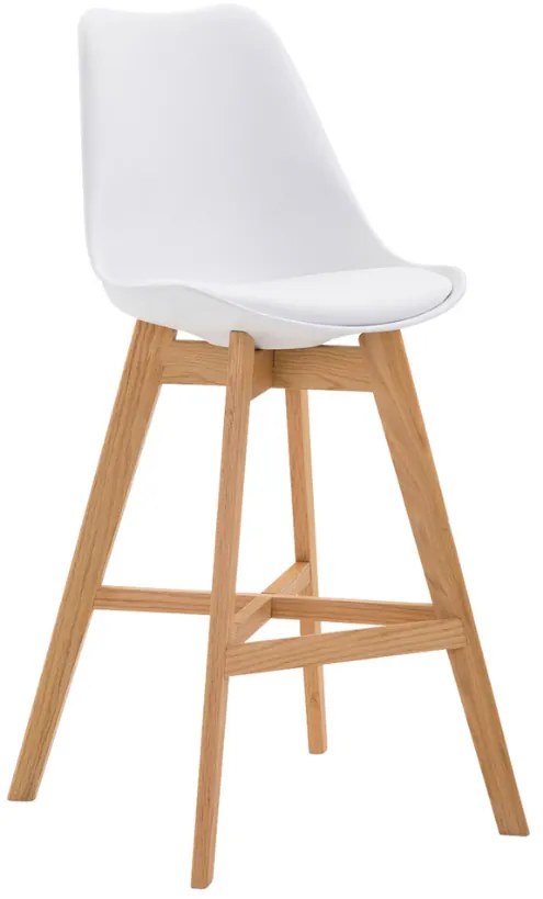 Banco de bar Cannes em plástico com estrutura de Cor Natural 48 x 112 x 56 cm Branco