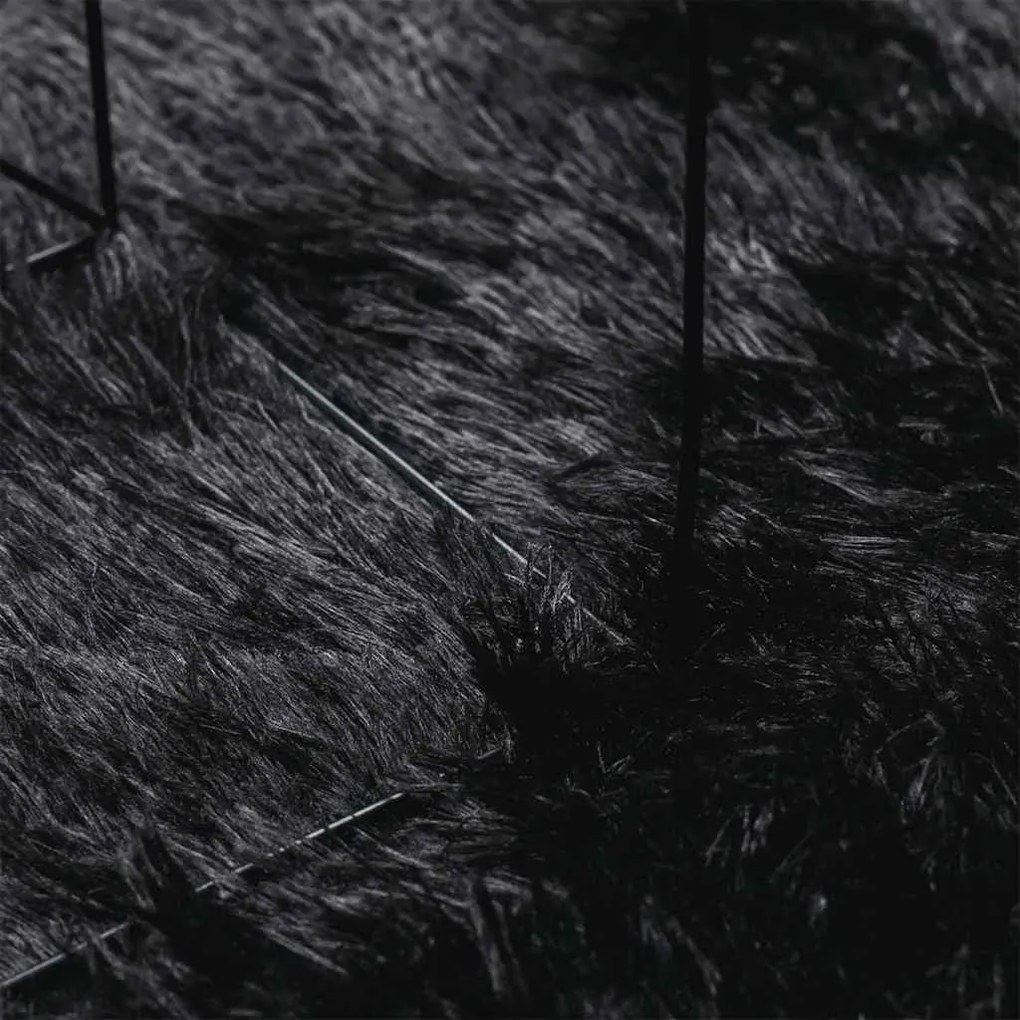 Tapete shaggy de pelo alto NAVARRA 300x200 cm poliéster preto