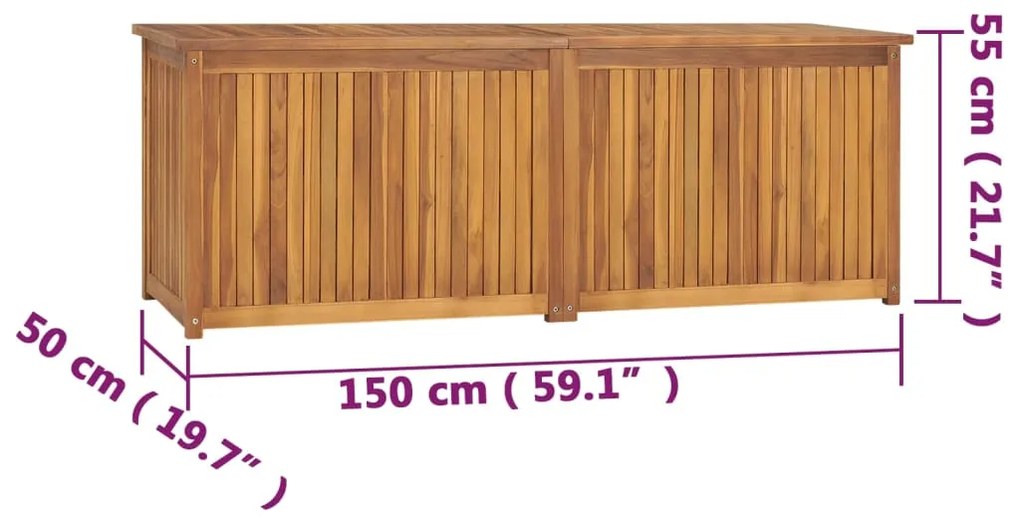 Caixa para jardim 150x50x55 cm madeira de teca maciça