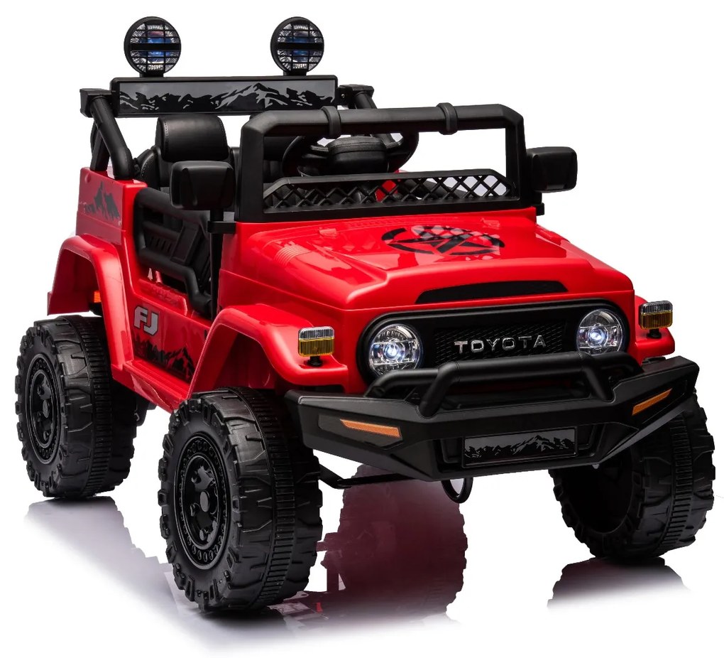 Carro elétrico para Crianças TOYOTA FJ CRUISER com tração traseira bateria de 12 V, chassi alto, assento largo, suspensão do eixo traseiro, luzes LED,