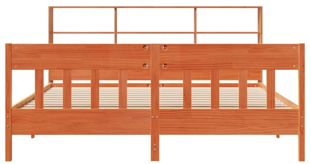 Cama sem colchão 200x200 cm pinho maciço castanho-mel