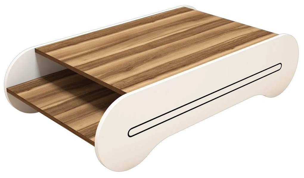 Mesa de Centro "Siena" - Nogueira e Branco - 120x30x63.6 cm - Design M