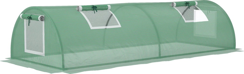 Outsunny Mini Estufa para Cultivo de Plantas com 4 Janelas Estrutura em Aço e Cobertura de PE Anti-UV 200x80x45 cm Verde | Aosom Portugal