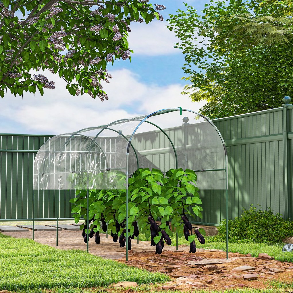 Estufa de jardim para tomates com 4 arcos de aço e lona de PVC, 4 x 1,2 x 1,7 m, verde
