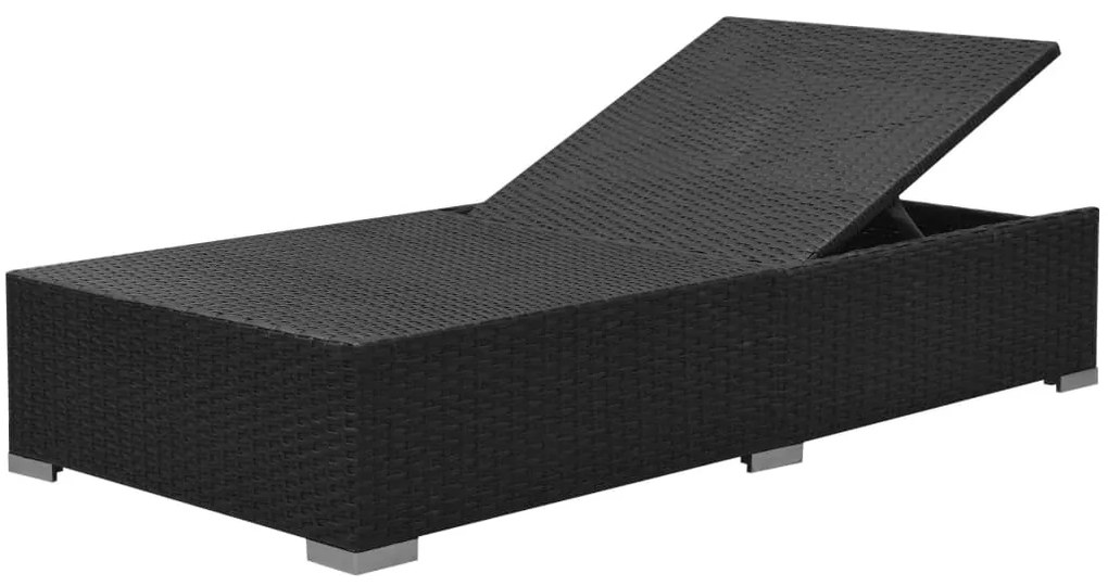 3 pcs conjunto lounge de jardim c/ almofadões vime PE preto