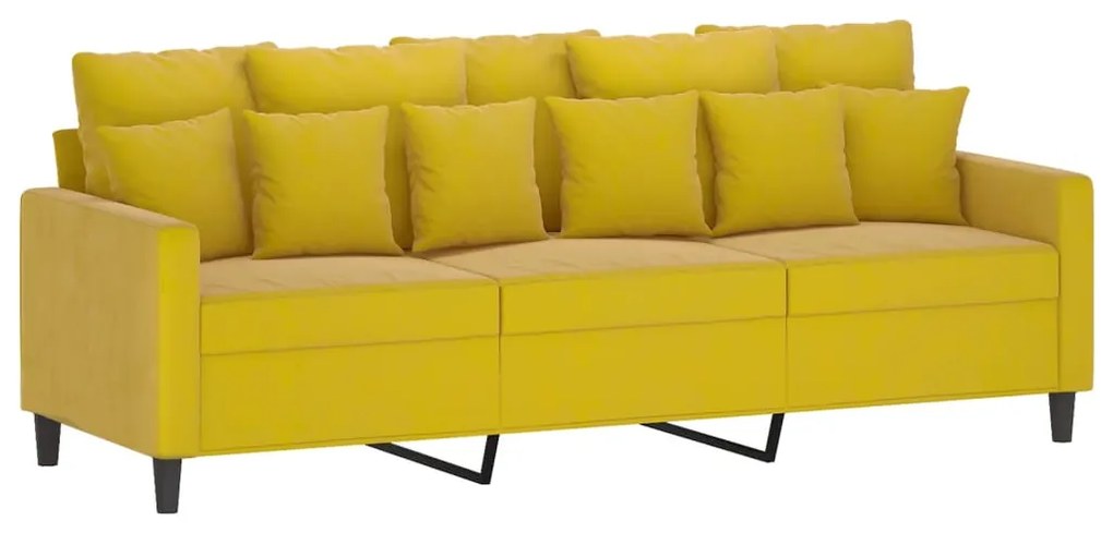 4 pcs conjunto de sofás com almofadões veludo amarelo