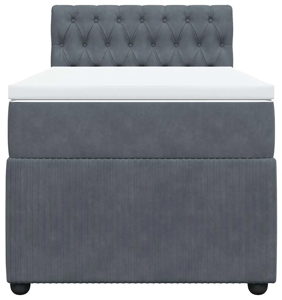 Cama com molas/colchão 90x200 cm veludo cinza-escuro