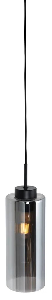 Candeeiro suspenso inteligente preto com vidro fumado incluindo Wifi ST64 - Laura