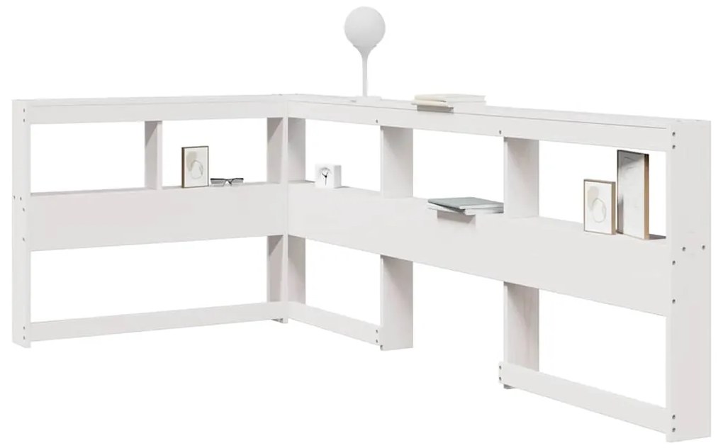 Estante cabeceira forma de L 75 cm madeira pinho maciça branco