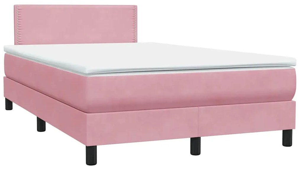 Cama com molas/colchão 120x220 cm veludo rosa