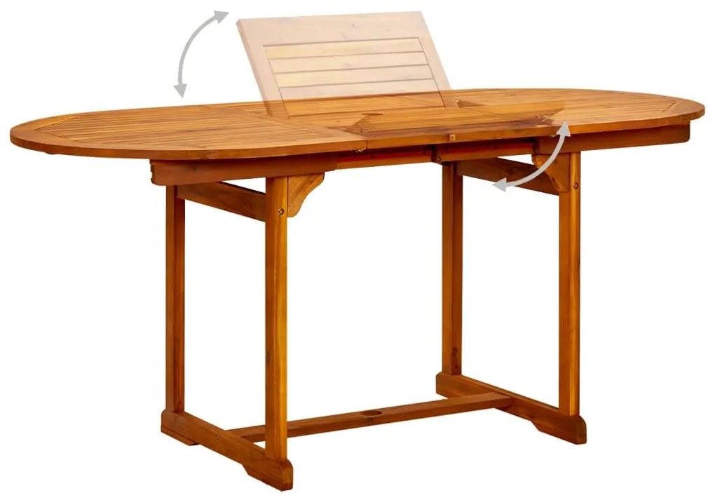 Mesa de jantar p/ jardim (120-170)x80x75 cm acácia maciça