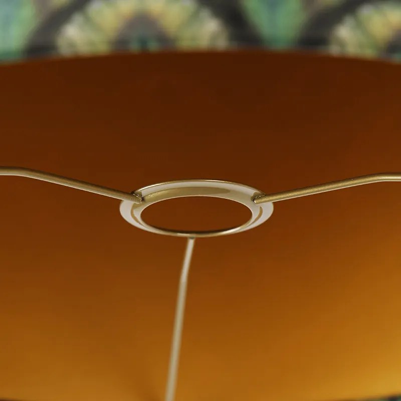 Abajur de veludo com design de pavão 40/40/40 interior dourado
