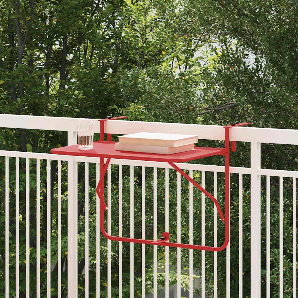 Mesa de Balcão Suspensa vidaXL Dobrável Vermelha 60x40 cm Aço