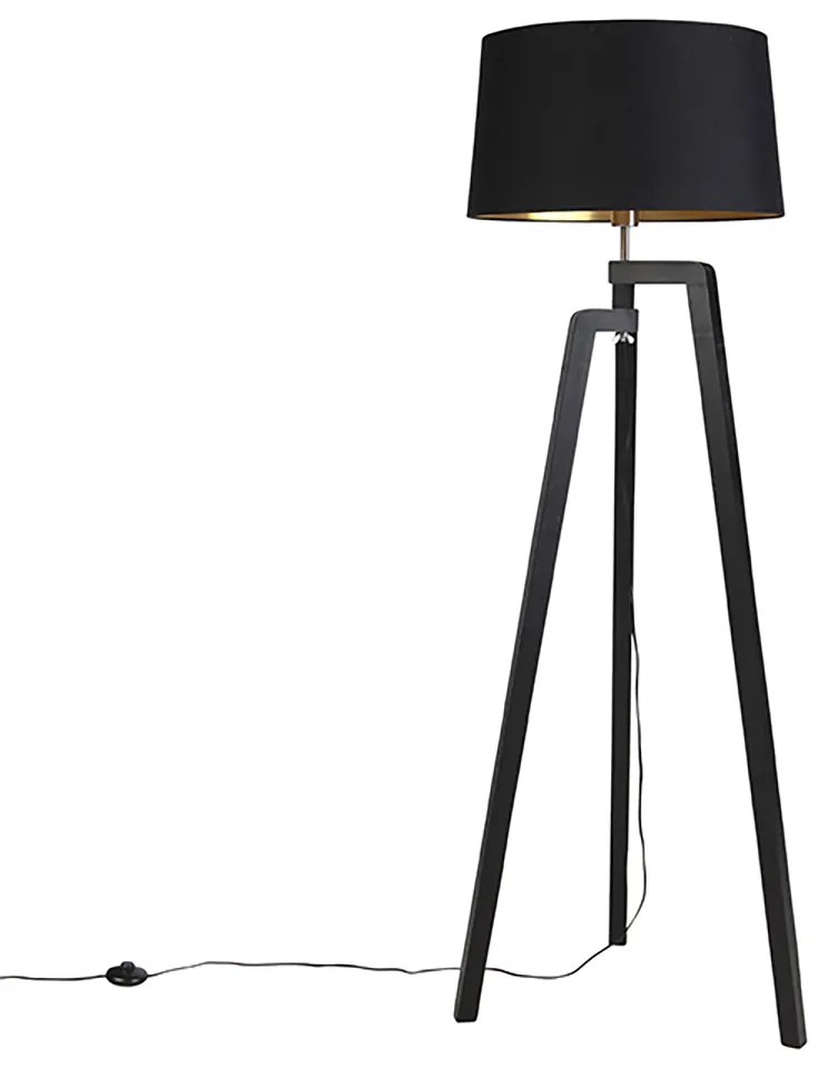 LED Candeeiro de pé inteligente com cúpula preto com dourado 50 cm incl. Wifi A60 - Puros Country / Rústico