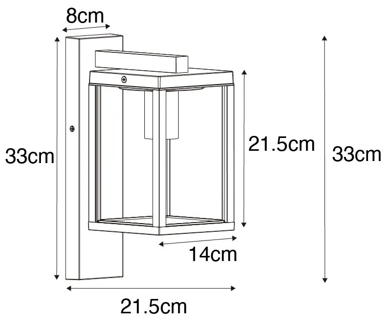 Lanterna de parede exterior industrial preto IP44 - Charlois
