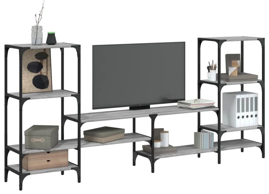 vidaXL Armário TV 206,5x28,5x95cm derivados de madeira cinzento sonoma