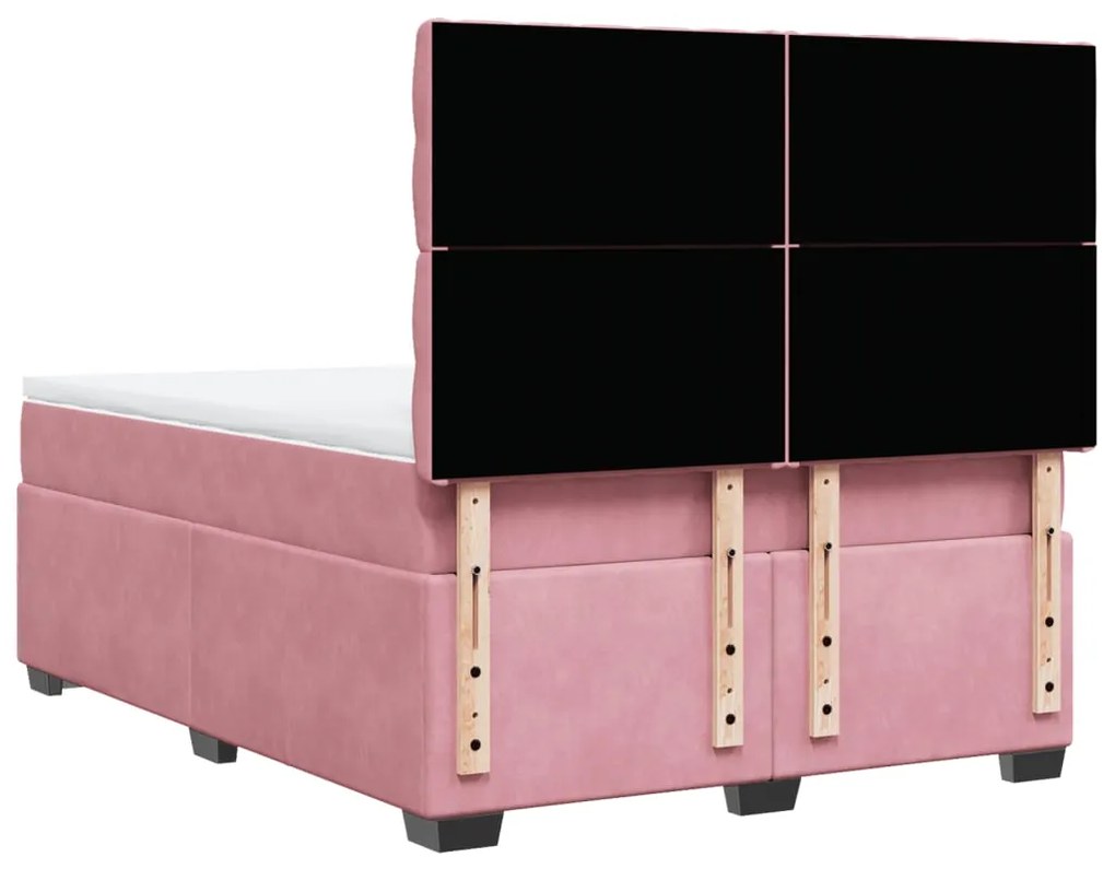 Cama com molas/colchão 140x200 cm veludo rosa