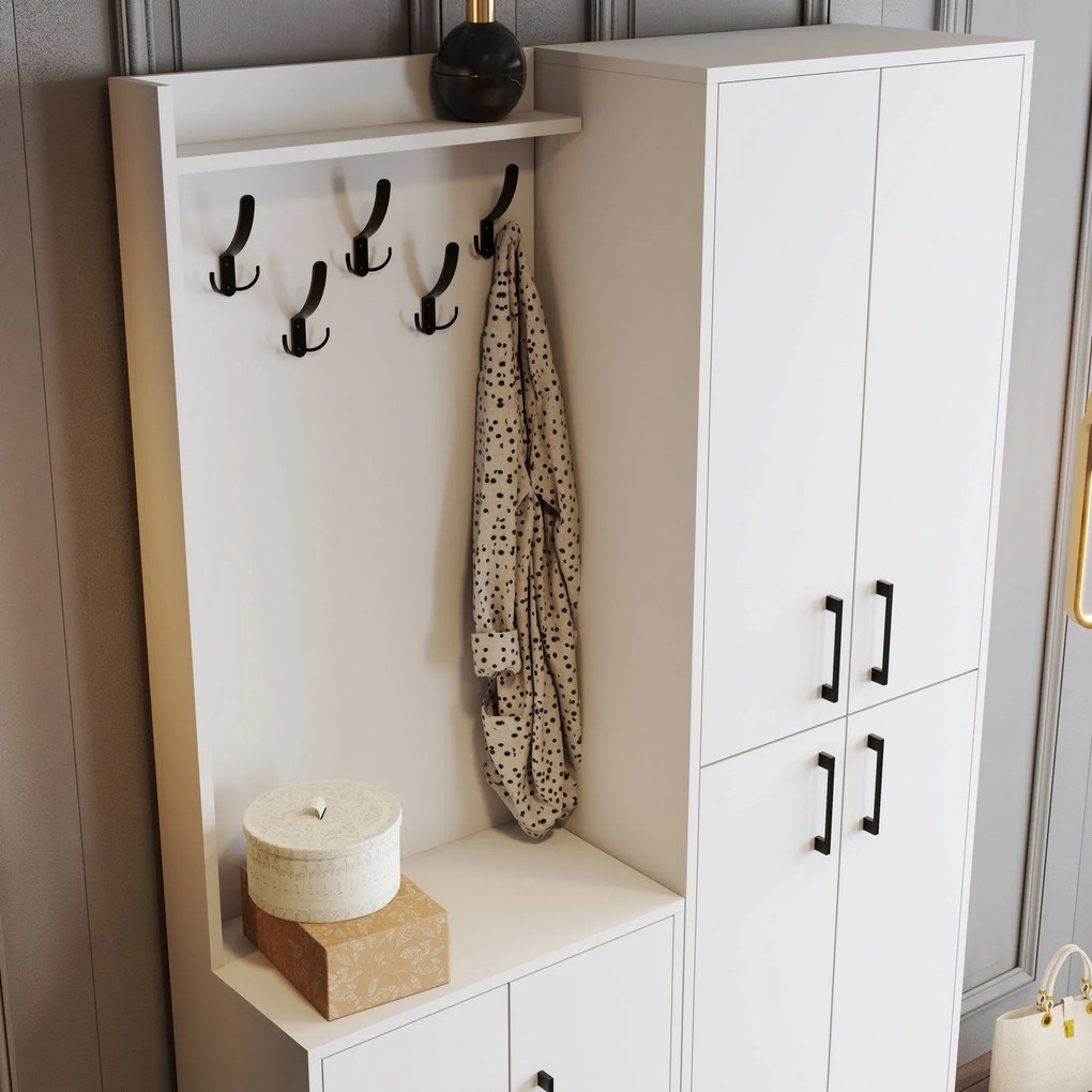 Hall Stand Berlin BA – Branco – 120 cm x 200 cm x 35 cm