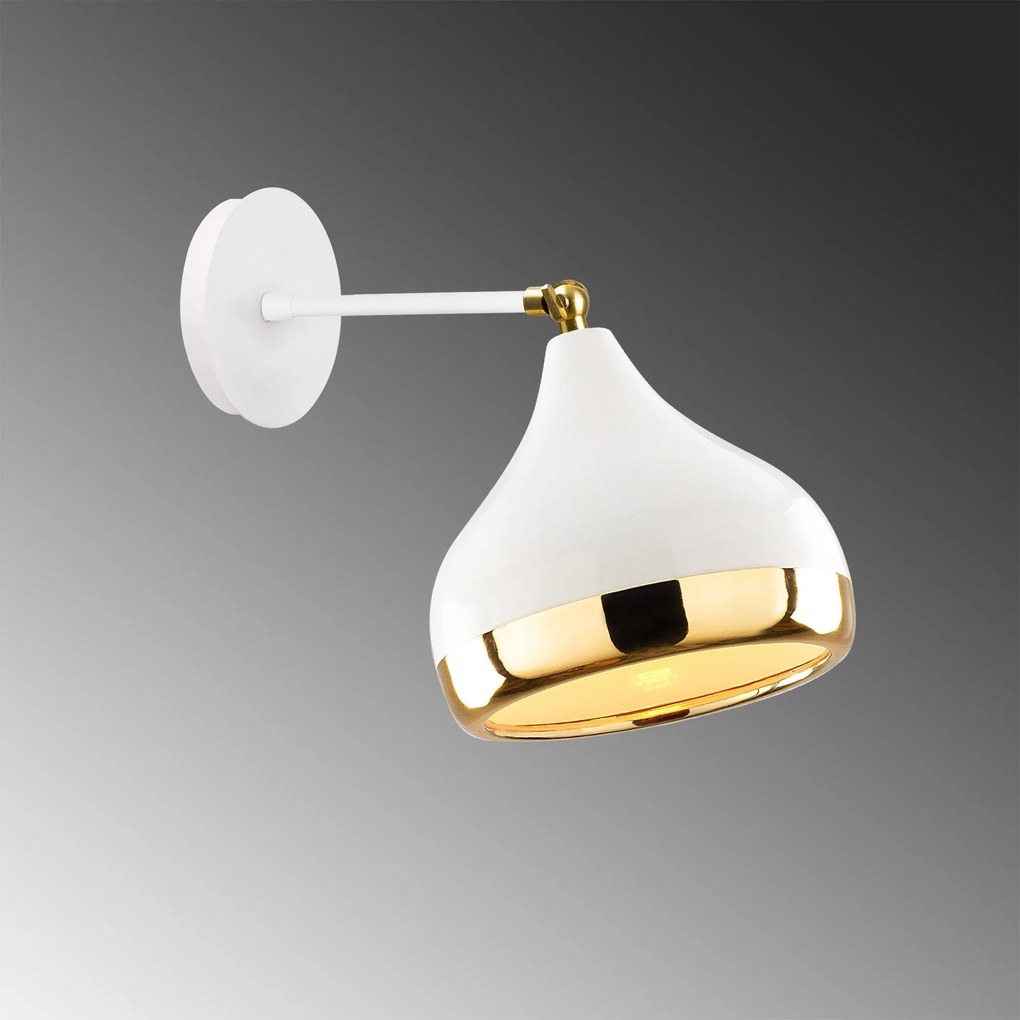 Aplique de Parede Yildo – Branco e Dourado – 17 x 28 cm