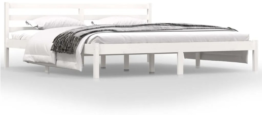 Estrutura de cama super king 180x200 cm pinho maciço branco