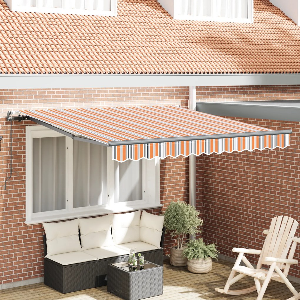 vidaXL Toldo Retrátil Manual Listrado Multicolorido 350 x 250 cm