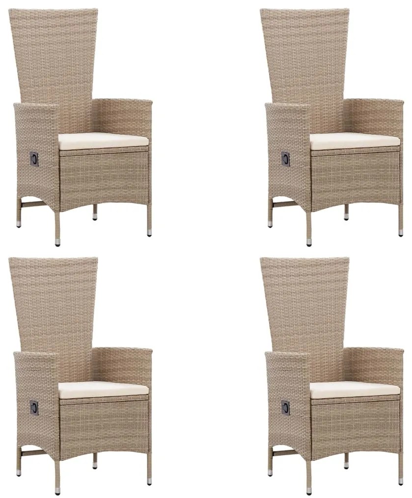 7 pcs conjunto de jantar para jardim vime PE bege