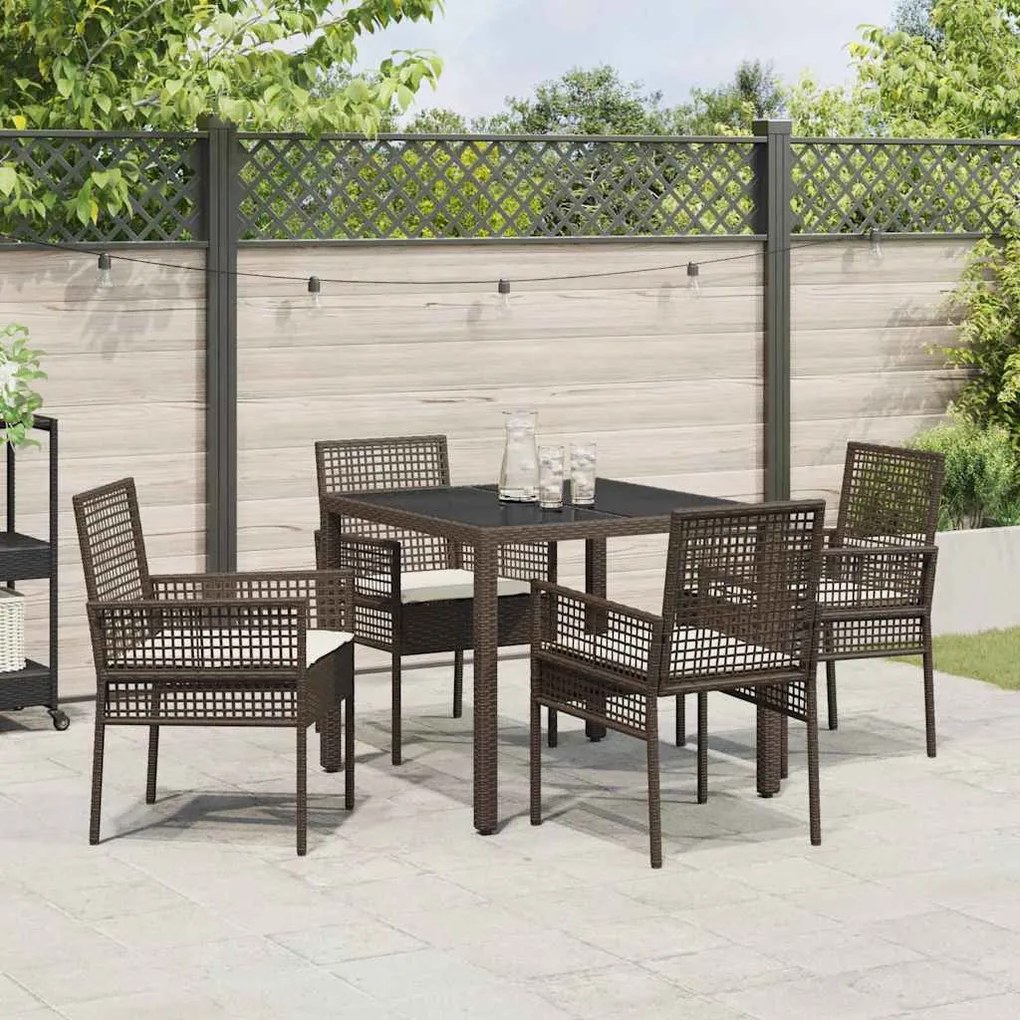 Conjunto de Jantar para Jardim 5 pcs Castanho 90 x 90 x 75 cm