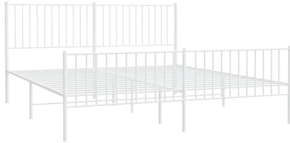 Estrutura de cama com cabeceira e pés 180x200 cm metal branco