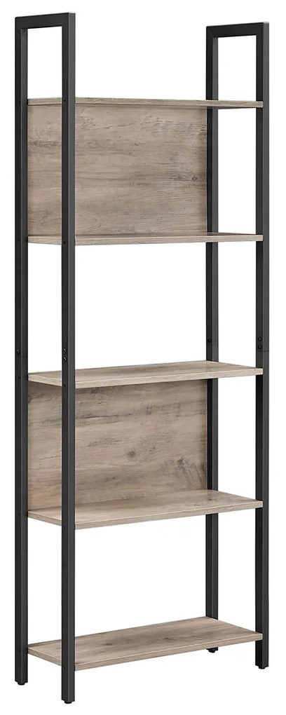 Estante de pé com 5 níveis de prateleiras abertas 62 x 24 x 165 cm Preto-Greige