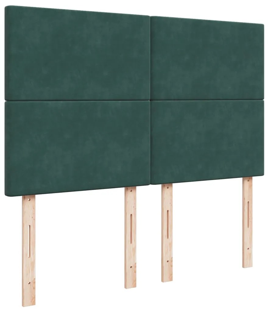 Cama com molas/colchão 160x200 cm veludo verde-escuro